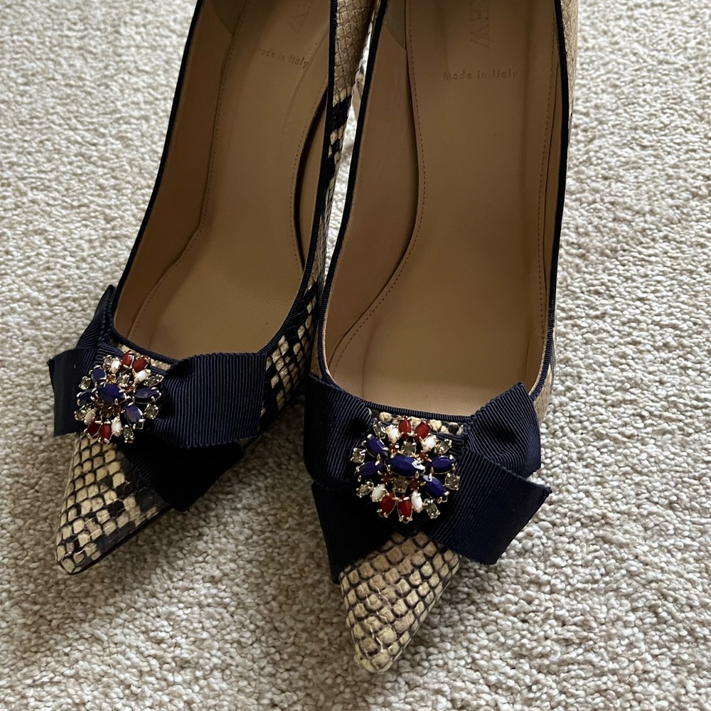J. Crew Elsie Snakeskin-Printed Leather Pumps